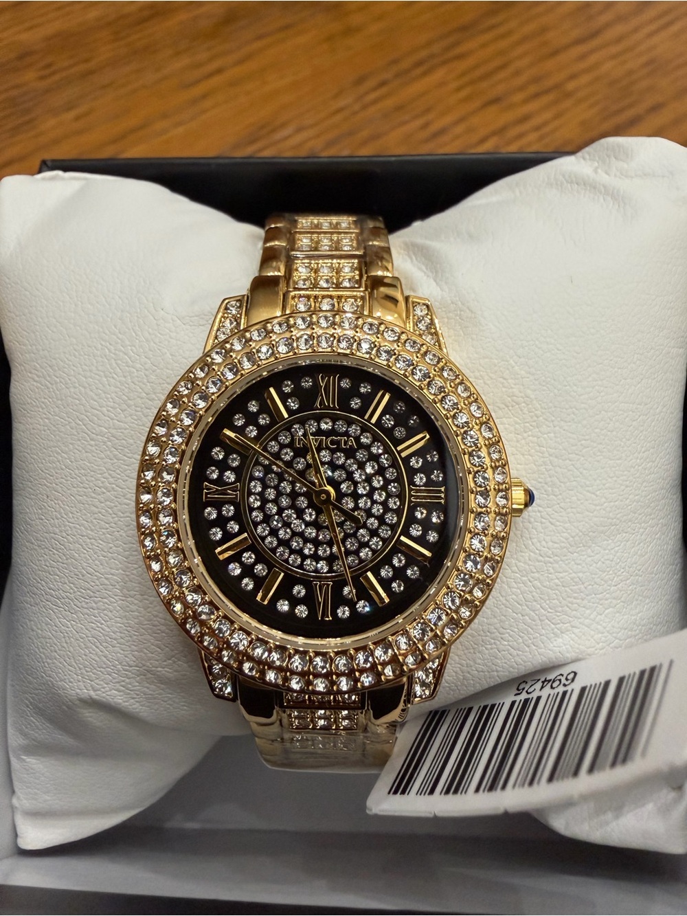 Invicta Wildflower Gold and Black Austrian Crystal Women's Bracelet Watch